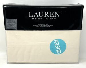 Ralph Lauren Sloane Ivory Queen Sheet Set 4 Pcs. Cotton Percale NIP $170